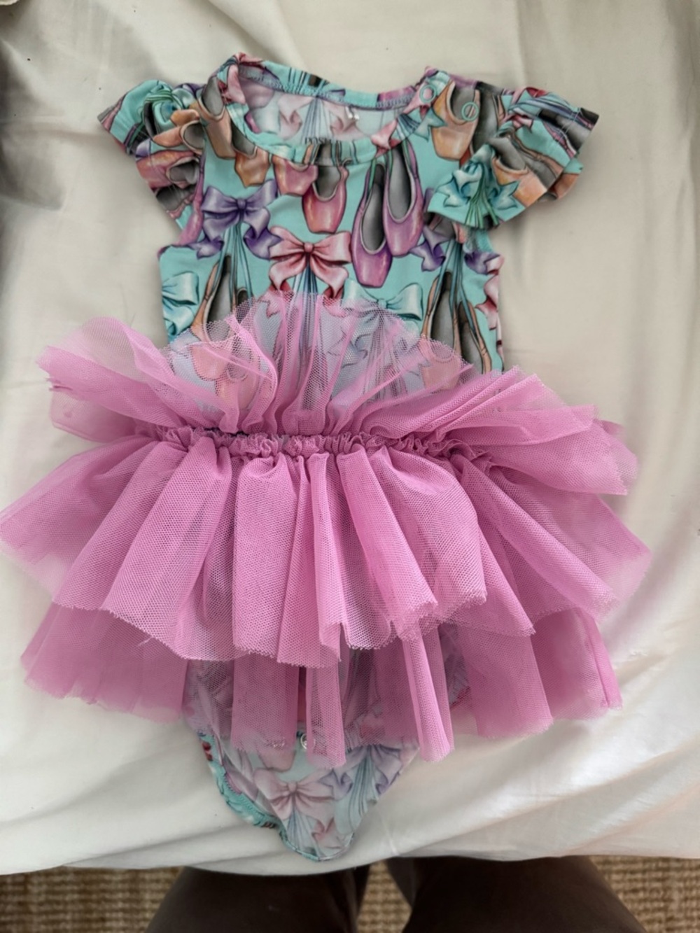 Posh Peanut Ballet Print Onesie with Tutu